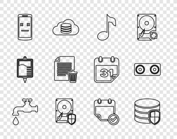Установка Линии Водопроводного Крана Защита Базы Данных Музыкальная Нота Тон — стоковый вектор