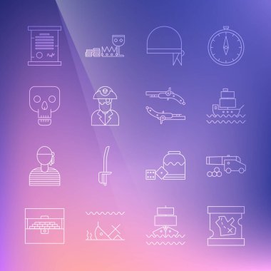 Kaptan Kurukafa Parşömen Parşömeni ve Vintage tabanca ikonu için top gülleli Korsan hazine topu, gemi bandanası ayarlayın. Vektör.