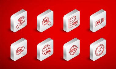 Satır Dijital hız metresi 5G Arama Ağı Sunucusu modemi ve simgesini ayarla. Vektör.