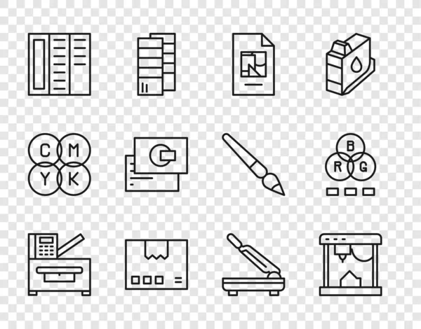 Set Line Copy Machine Printer File Document Carton Cardboard Box — Archivo Imágenes Vectoriales