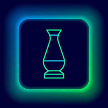 Siyah arka planda parlayan neon çizgili Hint vazosu ikonu. Renkli taslak konsepti. Vektör.
