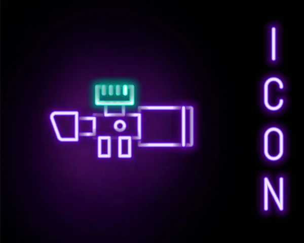 Glowing Neon Line Sniper Optik Sight Icon Isolated Black Background - Stok Vektor