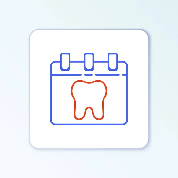 Line Calendar Tooth Icon Isolated White Background International Dentist Day — Stock Vector