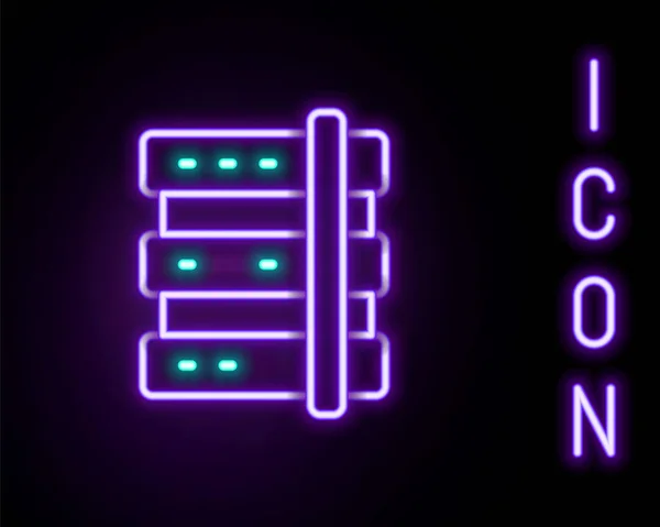 Luminoso Neon Line Server Dati Web Hosting Icona Isolata Sfondo — Vettoriale Stock