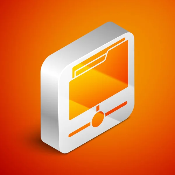 Isometric Ftp Folder Icon Isolated Orange Background Software Update Transfer — Stock Vector