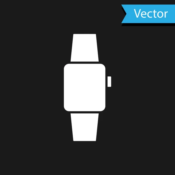Icône Blanche Smartwatch Isolée Sur Fond Noir Vecteur — Image vectorielle
