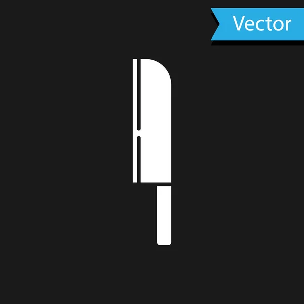 Ikona Bílého Nože Izolovaná Černém Pozadí Symbol Příboru Vektor — Stockový vektor