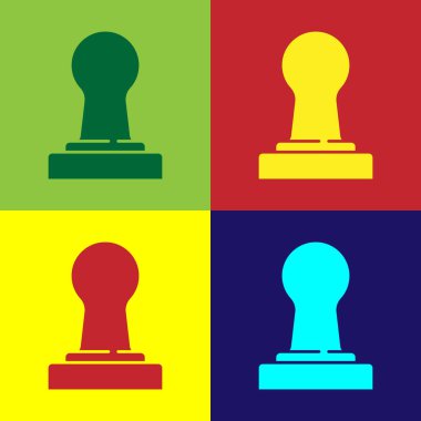 Pop art kahve karıştırıcı ikonu renk arkaplanında izole edilmiş. Vektör.