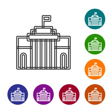 Siyah çizgi Prado müzesi simgesi beyaz arka planda izole edildi. Madrid, İspanya. Simgeleri renk daire düğmelerine ayarla. Vektör.