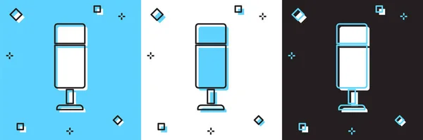 Set Icône Sac Poinçonnage Isolé Sur Fond Bleu Blanc Noir — Image vectorielle
