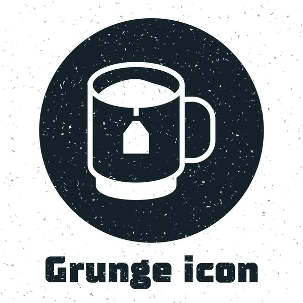 Grunge Cup Con Icono Bolsa Aislado Sobre Fondo Blanco Dibujo — Vector de stock