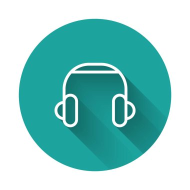 Siyah kulaklık simgesi beyaz arkaplanda izole edilmiş. Kulaklıklar. Müzik, hizmet, iletişim ve operatör konsepti. Sıvı şekilli soyut pankart. Vektör.