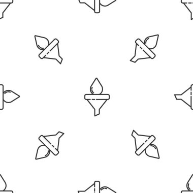 Gri çizgi hunisi veya filtre ve motor yağı damlası simgesi beyaz arkaplanda izole edilmiş. Vektör.