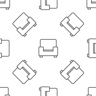 Gri çizgi Kol Koltuğu simgesi beyaz arka planda izole edilmiş kusursuz desen. Vektör.