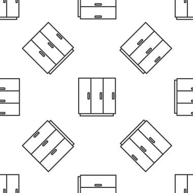 Gri çizgi Gardırop ikonu beyaz arka planda kusursuz desen izole etti. Vektör.