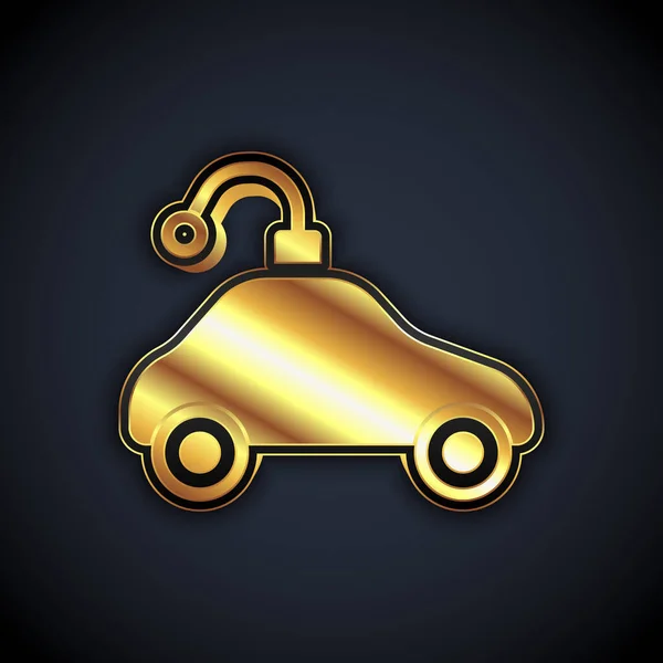 Gold Radio Controlled Car Toy Icon Isolated Black Background Control — Vetor de Stock