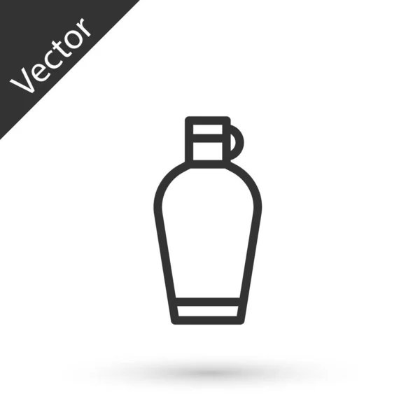 Grey Line Canteen Water Bottle Icon Isolated White Background Tourist — Stock Vector