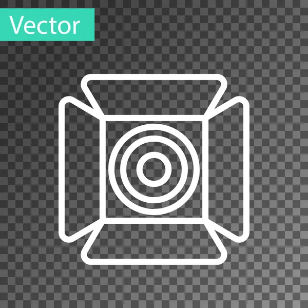 Bílá Čára Ikona Reflektoru Filmu Izolovaná Průhledném Pozadí Světelný Efekt — Stockový vektor