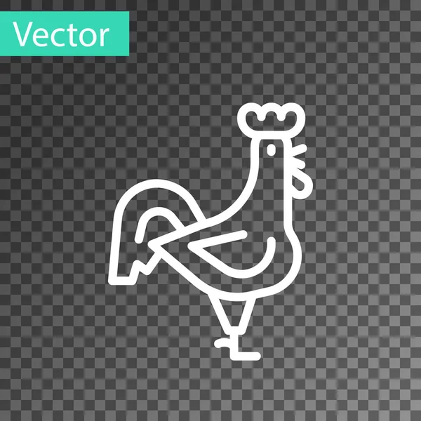 White Line French Rooster Icon Isolated Transparent Background Vector — Vector de stock