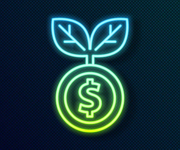 Świecąca Neon Linia Dolar Roślin Ikona Izolowana Czarnym Tle Koncepcja — Wektor stockowy