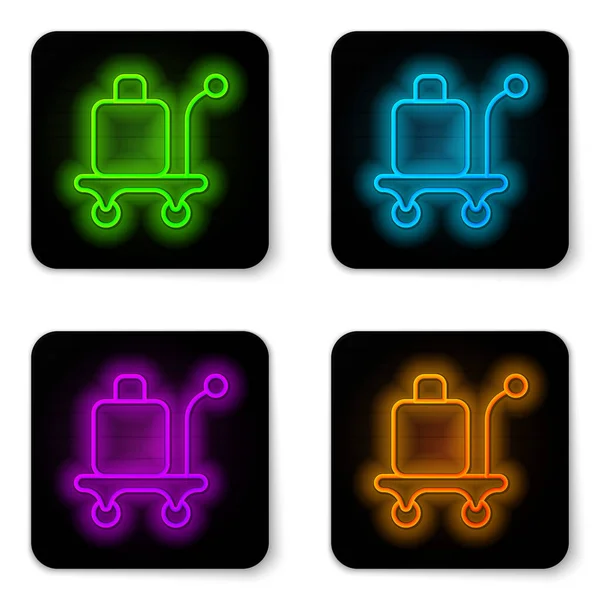 Glowing Neon Line Trolley Suitcase Icon Isolated White Background Traveling — Vector de stock