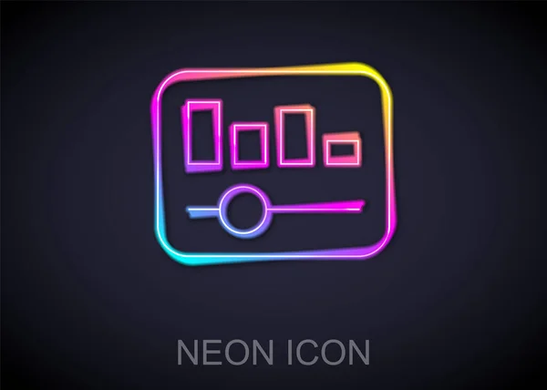 Leuchtendes Neon Line Musik Equalizer Symbol Isoliert Auf Schwarzem Hintergrund — Stockvektor