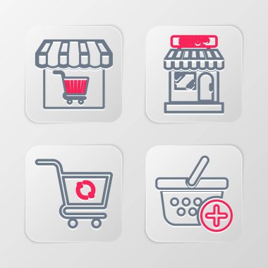 Alışveriş Sepeti Yenileme Market Marketine İkonlu Ekle. Vektör.