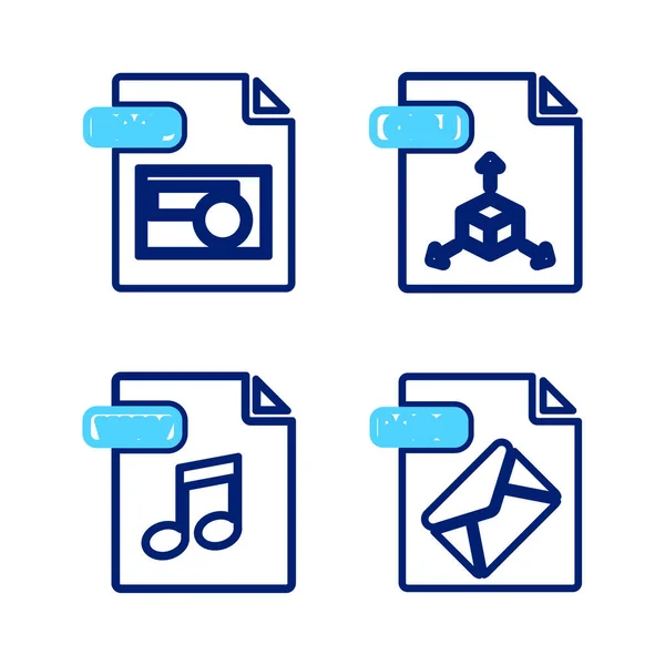 Set Line Msg File Document Wav Obj Bmp Icon Vector — Stock vektor