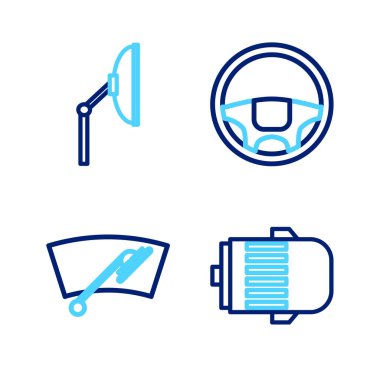 Elektrik motoru Windscreen direksiyon ve simgesini ayarla. Vektör.