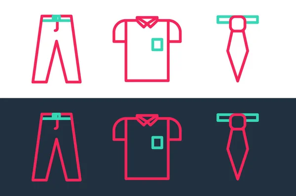 Set Line Tie Pants Polo Shirt Icon Vector — Vettoriale Stock