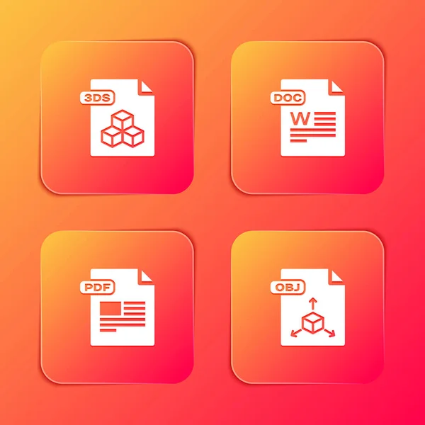 Set 3Ds File Document Doc Pdf Obj Icon Vector — 图库矢量图片