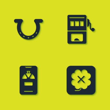 Horseshoe Kumarhanesi kumar makinesini telefona ve Slot simgesine ayarla. Vektör.