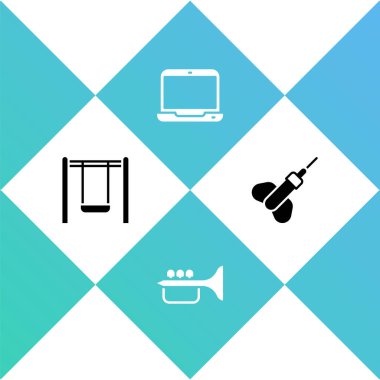Swing Trompet Laptop ve Dart ok simgesini ayarla. Vektör.