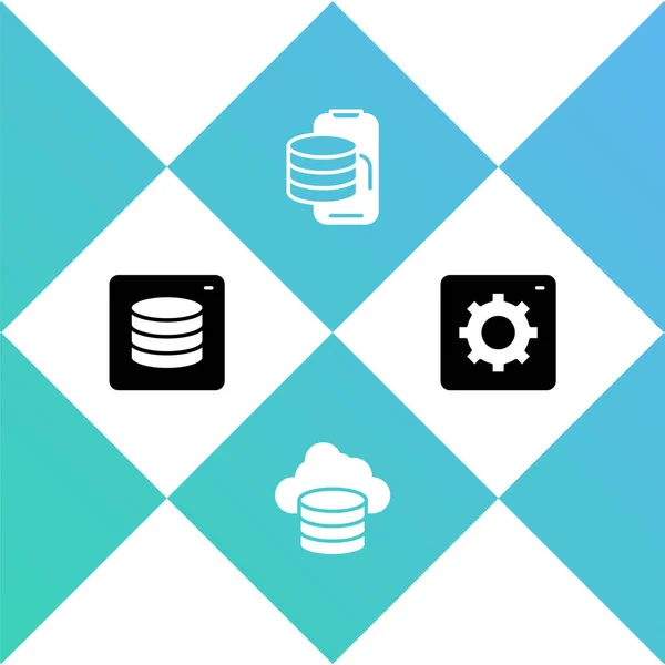 Establezca Transferencia Tecnología Base Datos Server Data Cloud Icono Interfaz — Vector de stock