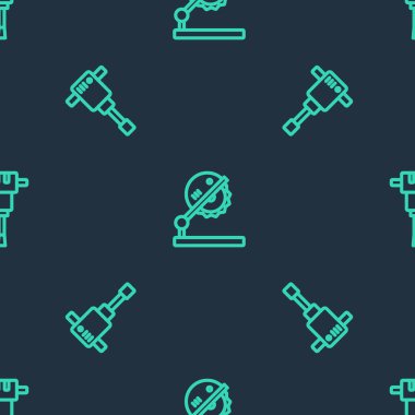 Masa testeresi ahşap işçiliği, inşaat matkabı ve pürüzsüz şablon için ayarlandı. Vektör.