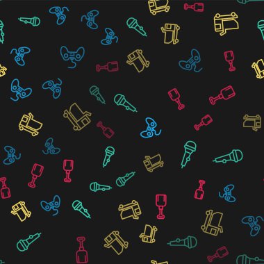 Gamepad Mikrofon Oyuncak Kamyoneti ve Kürek oyuncağı 'nı kusursuz dizilime ayarlayın. Vektör.