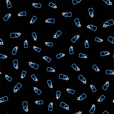 Çizgi çivi manikür simgesi siyah arkaplandaki kusursuz deseni izole etti. Vektör.