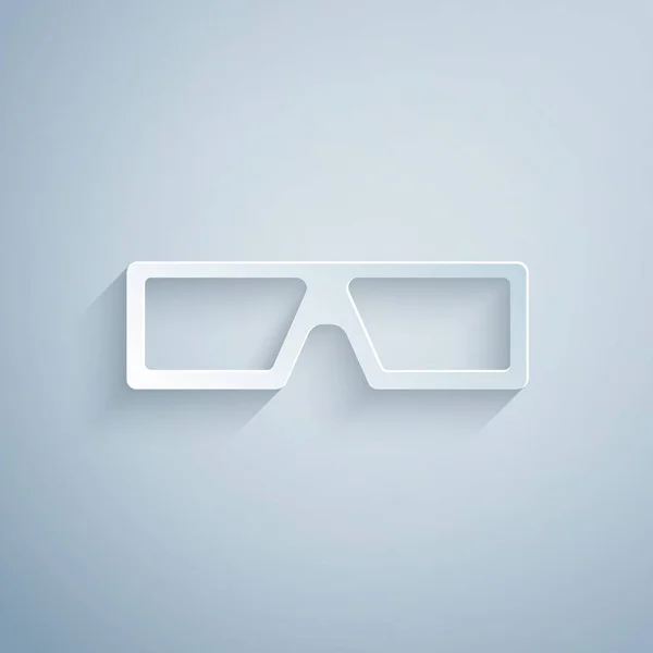 Papír Střih Brýle Ikona Izolované Šedém Pozadí Papírový Styl Vektor — Stockový vektor