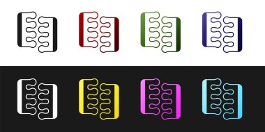 Siyah ve beyaz arkaplanda izole edilmiş pedikür simgesi için Ayak Parmağı ayırıcıyı ayarla. Vektör.