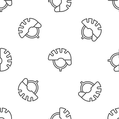 Gri çizgi bisiklet başlığı ikonu beyaz arka planda izole edilmiş pürüzsüz desen. Olağanüstü bir spor. Spor malzemeleri. Vektör.