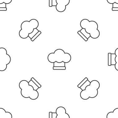 Gri çizgi aşçı şapkası ikonu beyaz arka planda kusursuz desen izole etti. Aşçılık sembolü. Aşçı şapkası. Vektör.