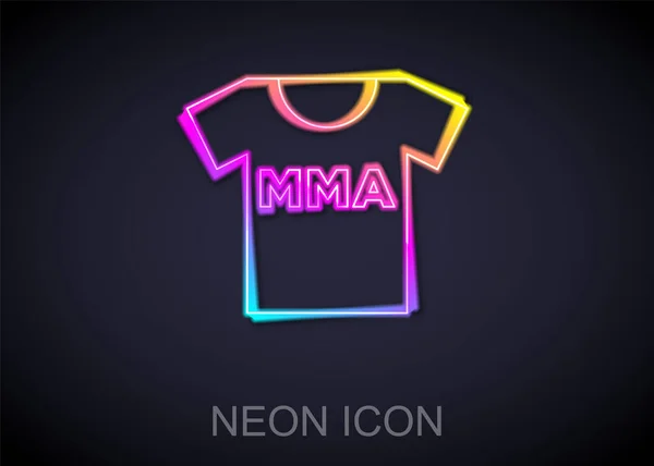 Glowing neon line T-shirt with fight club MMA icon isolated on black background. Mixed martial arts. Vector.