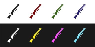 Siyah beyaz arkaplanda Shotgun simgesini ayır. Avcı silahı. Vektör.