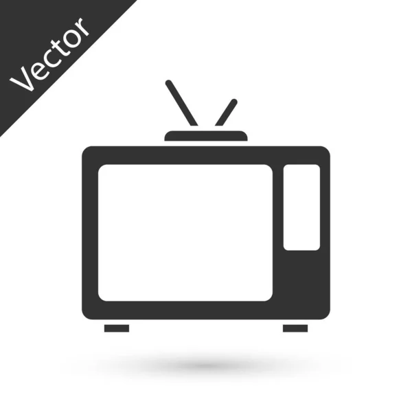Grey Retro Icon Isolated White Background Television Sign Vector — Stock Vector