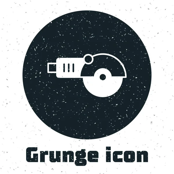 Grunge Icône Meuleuse Angle Isolé Sur Fond Blanc Dessin Vintage — Image vectorielle