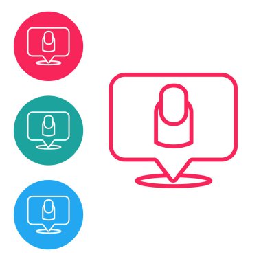 Kırmızı çizgi manikür simgesi beyaz arkaplanda izole edildi. Simgeleri daire düğmelerine ayır. Vektör.