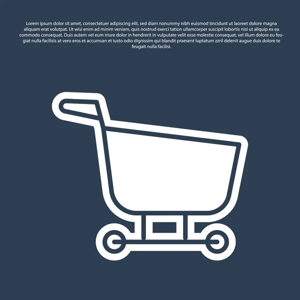 Blue Line Shopping Cart Icon Isolated Blue Background Food Store — Stockvektor