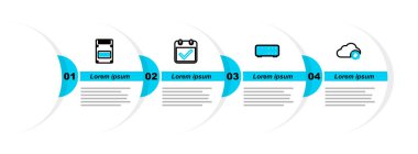 Satır senkronizasyonu yap Retro kapaklı saat takvimini kontrol işareti ve SSD kart simgesi ile tazele. Vektör.