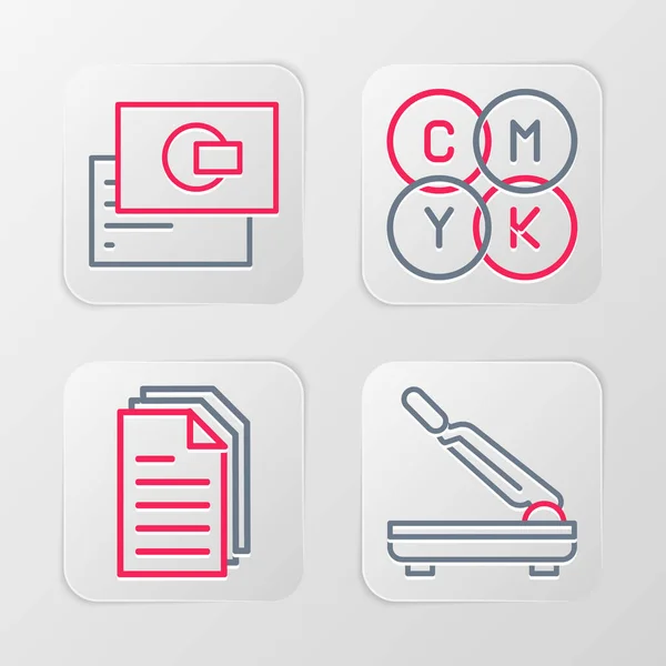 Set Line Paper Cutter File Document Cmyk Color Mixing Business — ストックベクタ