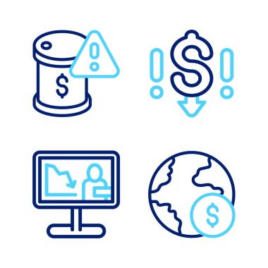 Küresel Ekonomik Kriz Haberleri Ham petrol fiyatlarındaki azalma ve düşüşü belirleyin. Vektör.